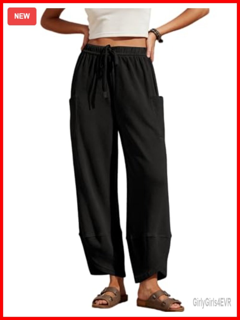 Wide Leg Sweatpants Drawstring Elastic Waist Harem Pants Casual Palazzo